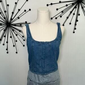 One Star denim corset top Y2K structured bustier blue jean tank